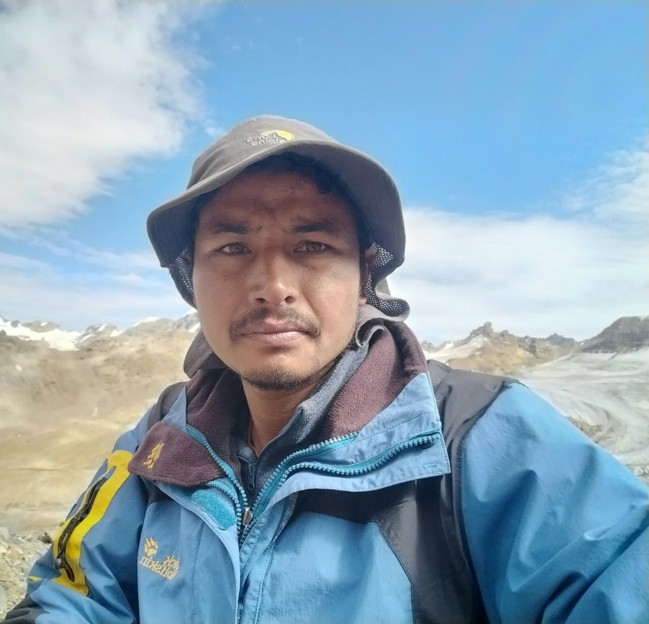 Naveen Panwar, mountain guide and rope-fixing team member, on a Himalayan glacier